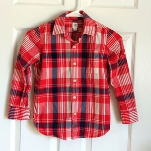 GAP Boys Button down Plaid shirt Sz 6-7